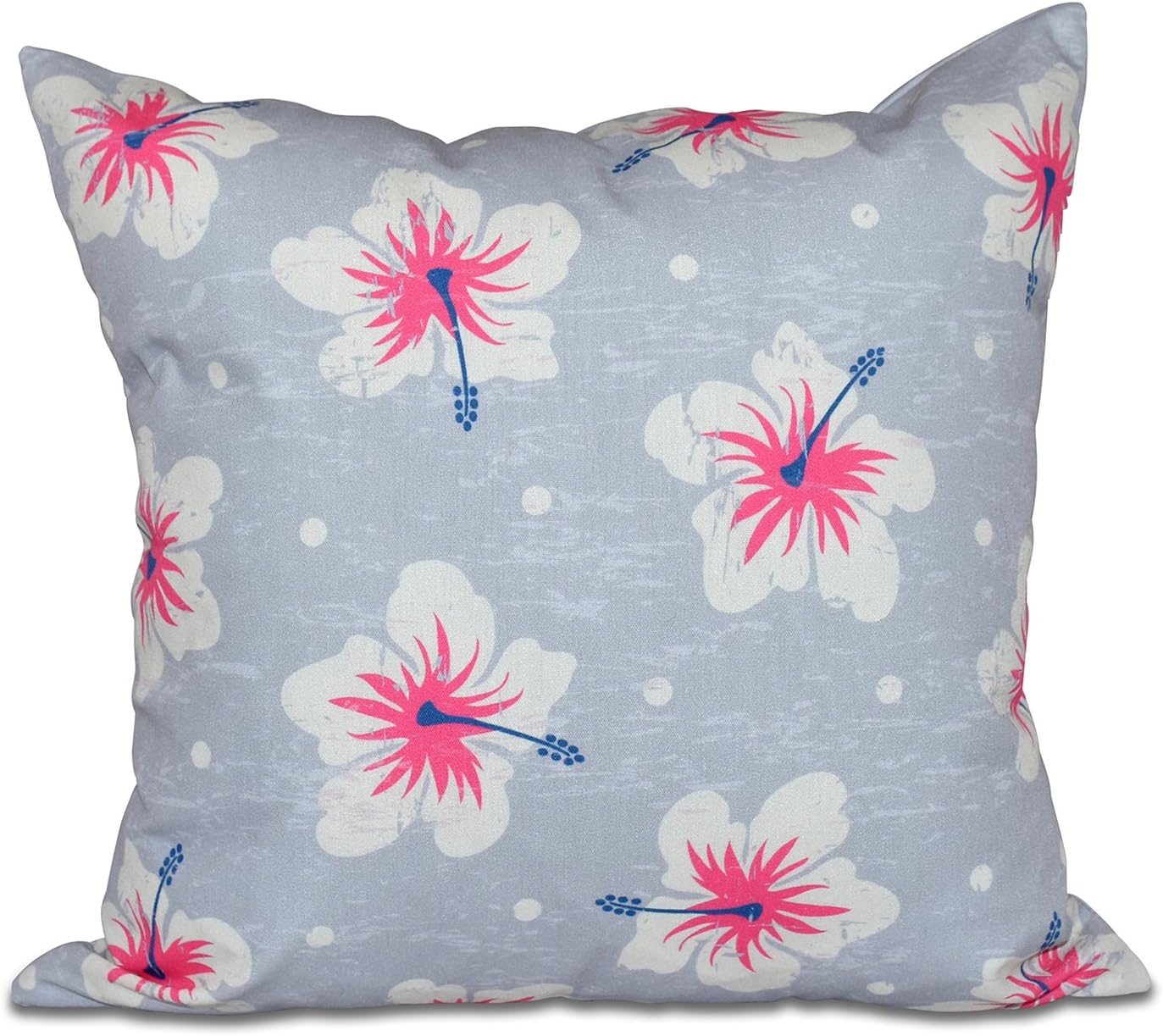 e by design 40.64cm x 40.64cm 木槿花灰色花卉印花枕头